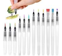 Ousuwo Lot de 12 stylos pinceaux aquarelle rechargeables avec grand réservoir d'eau, idéal pour aquarelle, mélange et esquisse - Parfait pour les artistes, les étudiants et les débutants utilisant des