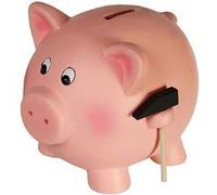 OUT OF THE BLUE Tirelire en terre cuite cochon avec le petit marteau - 17 x 15 x 16 cm rose G