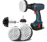 OUTAD® Brosse de Nettoyage pour Perceuse pinceau 4 Pièces à Poil Souple pour Tapis Jante Carrelage Baignoire Cuisine Toilettes Blanc