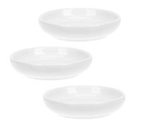 Outanaya Assiettes à Condiments Design en Relief en Céramique Blanc 3pcs pour Servir Sauces et Préparer Recettes pour Restaurants et Food Shops