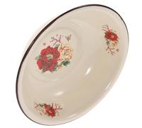 Outanaya Bassine à Pétrir Émaillée Beige de Grosse Capacité, Bassin Rétro Vintage en Émail Anti-rouille et Sûr, pour Pétrir la Pâte et Battre Œufs Plusieurs styles