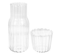 Outanaya Carafe en Verre Nervuré Grande Capacité Résistante aux Températures, Pichet Transparent pour Eau Froide et Thé Parfumé, Choix Maison