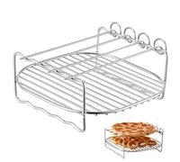 Outanaya Grille Double Couche Support Rectangulaire en Acier Inoxydable Résistante et Compatible pour Cuisson la Vapeur et Barbecue pour Friteuse à Air Multifonction