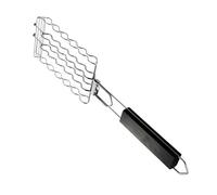Outanaya Pince de Barbecue Forme Ondulée Pratique en Acier Inoxydable Poignée en Bois Résistante à Chaleur pour Barbecue Extérieur et Camping en Plein Air