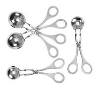 Outanaya Pinces à Boulettes de Viande en Acier Inoxydable 4 Pièces, Forme Ronde, Usage Polyvalent pour Pâte à Biscuits et Crème Glacée, pour Fêtes et Rassemblements