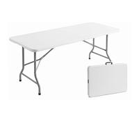 Outbee Table Pliante 180 cm, Charge 200 kg, Valise, 8 Personnes, Blanc | Camping, pique-nique, jardin, intérieur ou extérieur, plateau HDPE anti-UV, pieds acier, poignée, 12 kg
