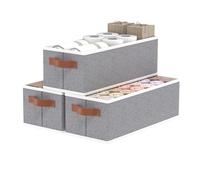 OUTBROS 3 Pack Boite de Rangement, Organisateur Tiroir, 38x15.5x13cm, Gris | Paniers et Boîtes de Rangement en non tissé et PP plaque, Pliable Casiers Pour Armoire, Vêtements, Livres, Cosmétiques