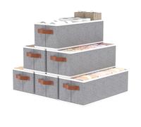OUTBROS 6 Pack Boite de Rangement, Organisateur Tiroir, 38x15.5x13cm, Gris | Paniers et Boîtes de Rangement en non tissé et PP plaque, Pliable Casiers Pour Armoire, Vêtements, Livres, Cosmétiques