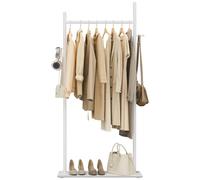 OUTBROS Métal Portemanteau sur Pieds, de Haute Qualité Portant à Vêtements avec 2 Crochets, Porte Manteaux avec Dalles de Roche Lourdes,60cm Largeur, Endurance Coat Rack (Blanc)