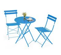 Outdoor 3-Piece E-Coated Metal Bistro Set, Foldable Table and Chairs