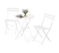 Outdoor 3-Piece E-Coated Metal Bistro Set, Foldable Table and Chairs