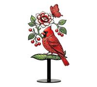 Outdoor Bird Decor - Acrylic Rustic Red Cardinal Decoration, Garden Accent Piece, Weatherproof Yard, Vibrant Lifelike Avian Ornament | for Lawn Outside Landscape Walkways Patios Courtyard F