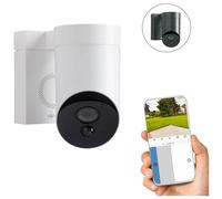 SOMFY 1875319 - Outdoor Camera blanche - Caméra de surveillance extérieure wifi - Stickers alarme - 1080p Full HD - Sirène 110 dB -