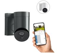 SOMFY 1875320 - Outdoor Camera grise - Caméra de surveillance extérieure wifi - Stickers alarme - 1080p Full HD - Sirène 110 dB -