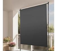 Outdoor Cordless Roller Shade, Exterior Patio Roll Up Blinds, Shade Cloth UV Protection for Porch Gazebo Pergola Balcony Backyard(Dark Gray,150cm/5ft)