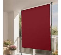 Outdoor Cordless Roller Shade, Exterior Patio Roll Up Blinds, Shade Cloth UV Protection for Porch Gazebo Pergola Balcony Backyard(Red,120cm/4ft)