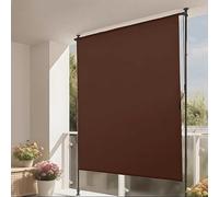 Outdoor Cordless Roller Shade, Exterior Patio Roll Up Blinds, Shade Cloth UV Protection for Porch Gazebo Pergola Balcony Backyard(Brown,250cm/8.2ft)