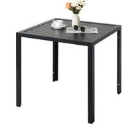 Outdoor Esstisch - Table de jardin carrée - 75x75x73 cm - Structure en aluminium - Plateau de table en lamelles aspect bois, 6 lattes - Résistant aux intempéries - Noir