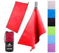 Outdoor World Serviette de Bain en Microfibre séchage Rapide, compacte, Ultra légère pour Natation, randonnée, Camping, Yoga, Sport 140 x 70cm (Rouge, Moyen)
