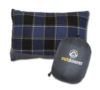 outdoorer Coussin de camping, à carreaux bleus, léger, petit sac de rangement, oreiller de voyage pour les déplacements