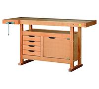 Outifrance 0013156 Etabli en Bois avec caisson à 4 tiroirs/porte 1,50 m