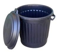 Outifrance Poubelle 80 L polypro noire avec couvercle