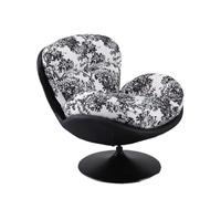 OUTIFUOTPP Canapé Rotatif Simple Nordique, Moderne et, for la Maison, Le Salon, Balcon, Chambre à Coucher, en Coquille d'œuf, léger, de Luxe, Bascule Paresseux(Black Flower)
