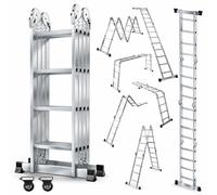 OUTIGO Échelle polyvalente Échelle multifonctionnelle Échelle pliante Échelle télescopique Échelle à cadre en A 4x4 460 cm Échelle simple Échelle double Échelle ménagère Échelle en aluminium