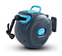 OUTIGO Enrouleur de tuyau d'arrosage de 25 m, portable, avec douchette multifonction, rétraction automatique, fixation murale