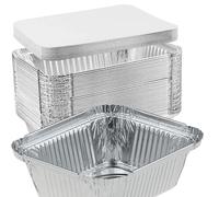 OUTIHOME Barquette Aluminium avec Couvercle Cartonné 500ml, Lot de 50 Pièces, Barquette Alimentaire Jetable Adapté pour Cuisson Four, Barbecue, Congelation, Conservation Alimentaire