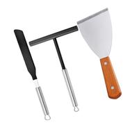 Outil à Crêper en Acier Inoxydable et Nylon, Manche Bois | Spatule à Crêpes Pratique, pour Cuisson et Pâtisserie, Prise Confortable, sans Bavure, Peu Déformable