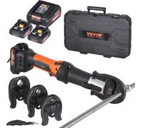 Outil à sertir et kit de batterie VEVOR, outil à sertir Pro, outil de sertissage électrique pour tubes avec mâchoires M15, M22, M28, kit de sertissage avec 2 batteries 20 V-2,0 Ah, chargeur rapide et 