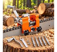 Outil Affûtage Chaîne Tronçonneuse, pour STIHL MS211 | Outil manuel compact avec système de serrage, manivelle et têtes abrasives pour entretenir les dents de chaîne.