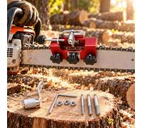 Outil d’affûtage de chaîne, pour RYOBI RY36CSX35A | Affûteur manuel à manivelle avec 3 têtes abrasives, réglage de position et accessoires pour l’entretien de la chaîne.
