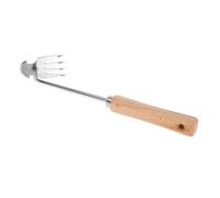 Outil de Désherbage Manuel en Acier Inoxydable, Manche Ergonomique en Bois | Dents en V et Base Métallique Courbée, Finition Lisse Résistante, pour Massifs, Pelouses et Bordures