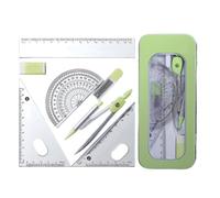 Outil de géométrie pour étudiants, 7 pièces, avec, Green | Ensemble de géométrie professionnel avec boîte de rangement, outil de dessin pour fournitures de dessin