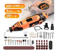 Outil de gravure rotatif - Mini-perceuse 200 W - Vitesse réglable - Arbre flexible - Kit multifonction de 92 pièces