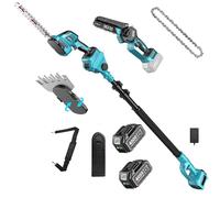 Outil de jardin 6-en-1 : cisaille à haies électrique et coupe-bordures - Télémètre de 2,4 mètres - Moteur sans balais - 2 batteries de 4,0 Ah - Pour la taille des haies et le désherbage