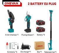 Outil de jardinage 3-en-1 - Ébrancheur télescopique et taille-haie - 2 batteries 588VF - Moteur sans balais de 3500 W - Lame de 15 cm - Tête orientable à 180° - Couleur or