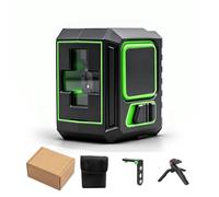 Outil de nivellement automatique vert à 2 lignes avec support magnétisé, générateur de ligne portable pour la construction, l'accrochage de photos, le carrelage, les projets de bricolage, livré avec
