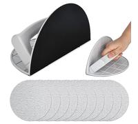 Outil de papier abrasif d'angle semi-circulaire multifonctionnel, ponceuse d'angle de plâtre avec 10 papiers abrasifs, kit de ponçage de détail manuel auto-adhésif, conception à angle droit à 90° (240