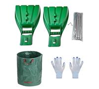 Outil de ramassage de jardin - Outil de ramassage Le-Af | Râteau manuel ergonomique réglable pour feuilles, comprend un sac de jardin, des gants de travail et un manche télescopique pour une collecte