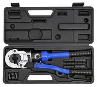 Outil de sertissage hydraulique pour tubes en cuivre, pression maximale de 80 kN, compatible avec différentes dimensions, de couleur bleue