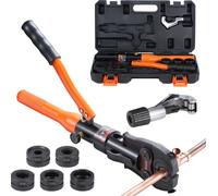 Outil de sertissage hydraulique VEVOR pour raccords de tubes en cuivre, pince à sertir avec mâchoires à changement rapide V12, V15, V18, V22, V28, kit de sertissage pivotant à 360° pour raccords en T