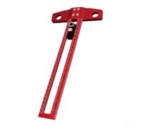 Outil de travail du bois en aluminium rouge pour équerre en T de 50 cm | Construction en alliage d'aluminium, taille de 30 cm, mesure et marque, guide de perçage inclus, finition rouge