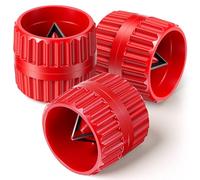Outil d'ébavurage universel 2 en 1 pour tuyaux en cuivre - Outil d'ébavurage pour l'intérieur et l'extérieur - Ébavureur en plastique - Tube en cuivre - 5-38 mm - Rouge - Compact et durable (3 pièces)