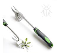 Outil Désherbage Manuel, Arrache Mauvaise Herbe avec 5 Dents en Acier Inoxydable, Désherbeur Manuel Long Manche, Extracteur de Racines pour Jardin, Pelouse, Terrasse Scarificateur à Pissenlit