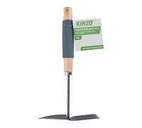 Outil Jardin 2en1 Serfouette & Griffe 30cm KINZO - Manche Bois Poignée Mousse - Binette à Main pour Désherbage & Aération Pots