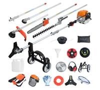 Outil jardin multifonctionnel - FIANAO - 52cc 2,3 kW - 8 en 1 - Moteur 2 temps - Vitesse 9500 tr/min - Réservoir 1,2 L - Rallonge
