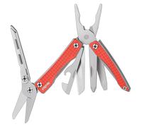 Outil multifonction 10 en 1, rouge, pliable, pince, ciseaux, tournevis, idéal pour le camping et les activités de plein air